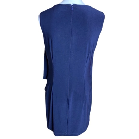 Betsy & Adam Little Blue Dress with Overlay Lined with Sequins Size 10 - Picture 4 of 7